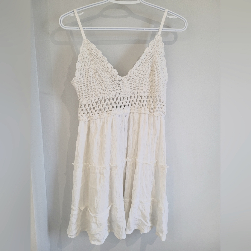 NWT- White Crochet Sundress-Large